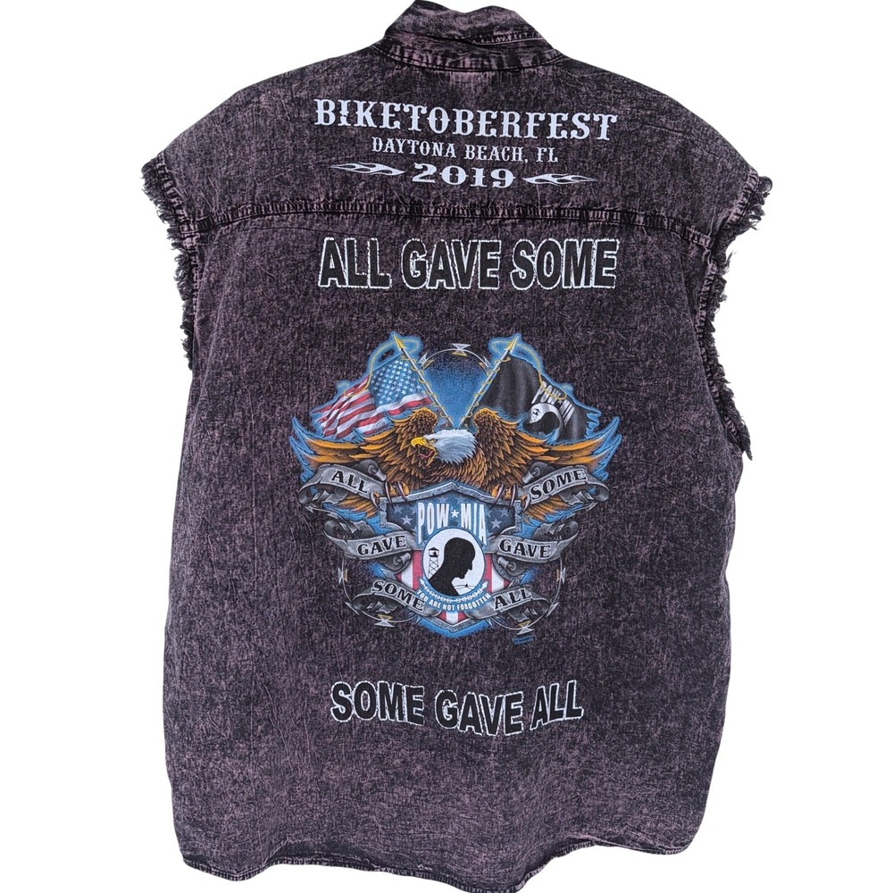 Biker Wear Biketoberfest 2019 Sleeveless Shirt Mens 2XL Grunge Cut Off Distress